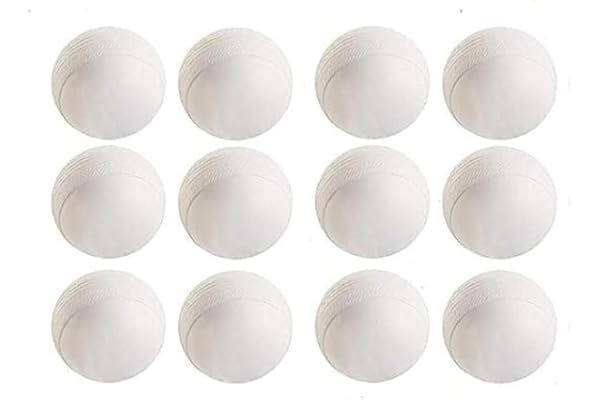80 gm Heavy Plastic Cricket Training White Balls for Indoor and Outdoor Cricket Game (Pack of 12)