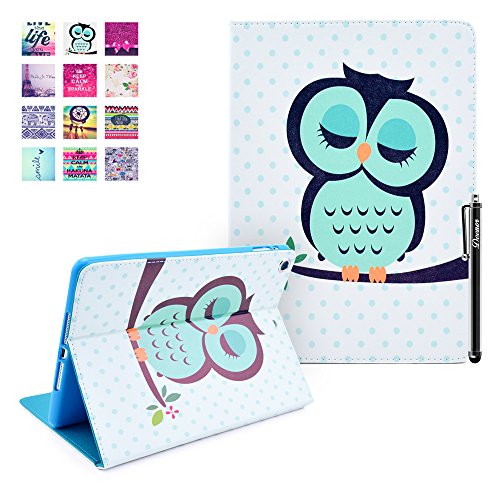 iPad Air Hülle, DEENOR Sleep Owl Flip Tasche PU Leder Abdeckung Stand Schutzhülle für Apple iPad Air iPad 5 generation. (OWL)