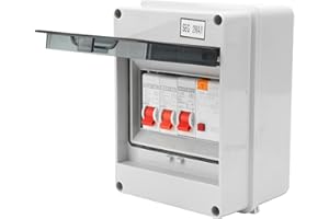 VACANON Garage Consumer Unit 2 Way RCD Circuit Breaker Panel Garage Caravan Consumer Unit Anti-leakage Fuse Box 40A 30mA RCD 2MCB 6A+ 16A