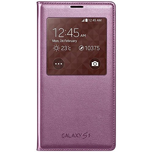 Samsung S-View - Funda para m  vil Galaxy S5  Inteligente  permite controlar funciones como la c  mara  las notificaciones o las llamadas entrantes  impermeable   cloro rosa- Versi  n Extranjera