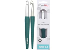 KnitPro Waves Uncinetti – Uncinetti da 12 mm, manici morbidi ed ergonomici, impugnatura in gomma morbida per mani artritiche, uncinetti leggeri e comodi per lavorare a maglia