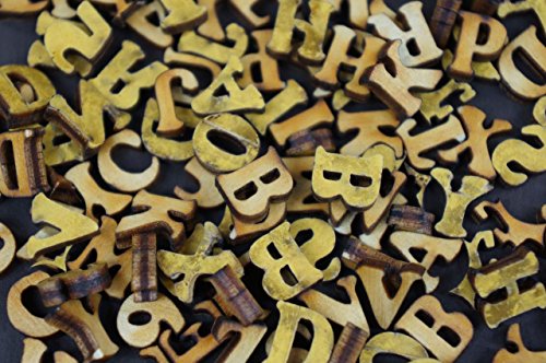250+ Holz kleine Buchstaben (1cm) Alphabet Dekoration Selbstklebend (NF37) - 3