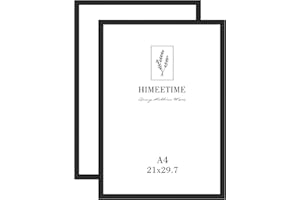 HIMEETIME Cadre photo A4 en aluminium noir, 21 * 30cm avec plexiglas, pour certificats et photos, pour décoration murale ou intérieure, ensemble de 2