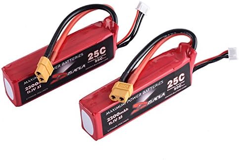 ManiaX 2pcs Lipo Battery Pack with XT60 Plug 11.1V 2200mAh 25-50C 3S for RC Car Boat Truck Roar Helicopter Airplane