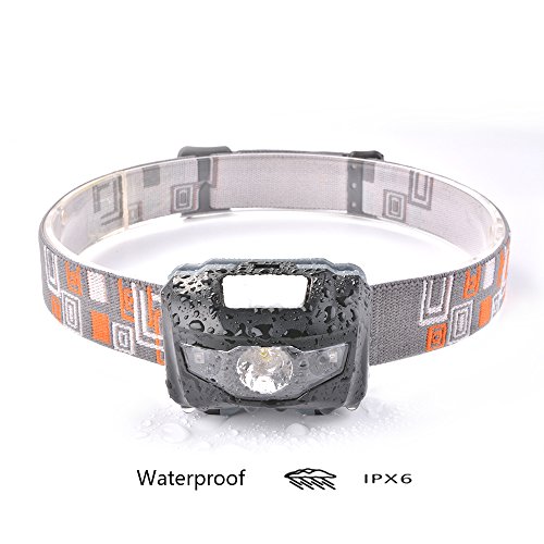 sunix® LED Stirnlampe mit Rotlicht -Wasserdicht, leicht und bequem, Perfekt fürs Camping Joggen Campinglampe Aussenleuchte – 4 Licht-Modi, 3 x AAA Batterie (nicht enthalten) - 4