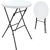 CASARIA&reg; Set of 2 Bar Tables &Oslash; 72 cm Round 110 cm Height Folding Bistro Table Garden Events White