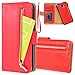 Produktbild Yokata Samsung Galaxy J3 2017 Hülle Leder Geldbörse Flip Wallet Case Handyhülle Handy Ledertasche Schutzhülle Tasche Handytasche Weiche Silikon Backcover Innere Geldscheinfach mit Reißverschluss Premium Abnehmbar Magnet Kartenfach Standfunktion Mobiles Seil Brieftasche Etui Schale Schutz für Samsung Galaxy J3 2017 Cover - Rot