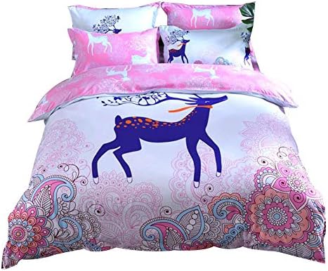 YUWJ Retro European style Bedding set cotton Bedsheet Queen King Size 4pcs Duvet Cover Flat Sheet Pillow case,King