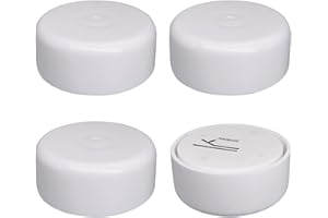 DIFORMA Lote de 4 patas de muebles de altura regulables, redondas, Ø 55 mm, material plástico, instalación mediante pegatina (4, blanco)