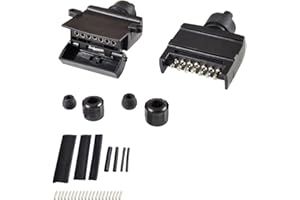 Feuunly Prise Remorque 7 Broches Male Femelle, Australie Plat 12V Étanche Prise Remorque 7 Broches, avec Tube Thermorétractable Et Déduction Fil De Cuivre(Extrémité en Caoutchouc+Extrémité à Vis)