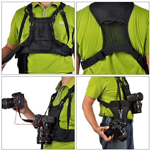 MICNOVA MQ-MSP01 Nouveau Bandouli  re de Transport Photographe Sangle de Poitrine Corps   lastique R  glable avec C  t   Housse de Cam  ra 1 4  Vis pour Canon Nikon Sony DSLR Cam  ra