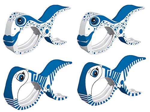 4 Stk Tuuli Summer Clips Mehrzweck Klammer Strand Handtuch Camping Garten Kite Surf Liege Bad Wäsche Kinderwagen Zubehör (Blau Fisch)