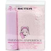 Beter Reusable Makeup Remover Face Towel with Hair Turban, Removes Makeup with Water Only, Pink, Ideal for Travel