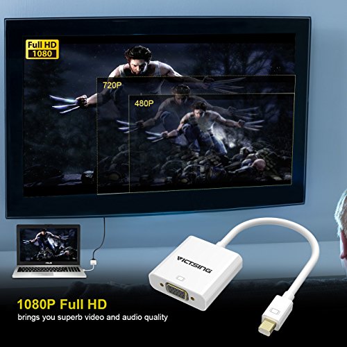 VicTsing Mini DisplayPort DP auf VGA Adapter Kabel Konverter für Apple MacBook, MacBook Air, MacBook Pro, iMac, Mac mini, Microsoft Surface Pro/ Pro 2/ Pro 3, Lenovol Thinkpad X1/ Carbon/ Touch/ Helix. (weiß) - 3
