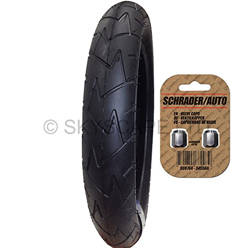 1 x iCANDY PEACH Suitable Stroller / Push Chair / Buggy FRONT Tyre to fit - 10" x 1.75 - 2.00 (255-50) (Black) Super Grippy & Fast Rolling + FREE Shipping + FREE Upgraded Skyscape Metal Valve Caps (Worth £3.99)