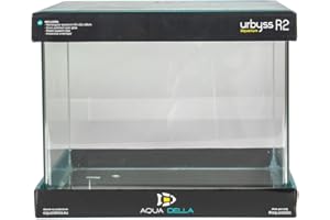 SMURFS AQUADELLA Aqua Della, Aquarium Urbyss 35x22x28 cm, Aquarium rectangulaire avec Verre courbé et Poli de 5 mm, Verre de Protection Poli de 3 mm, Clips de Support en Plastique, Tapis de Protection