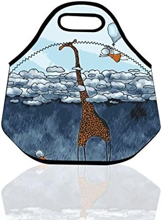 Insulated Neoprene Lunch Bag Giraffe Designer Reusable Tote Handbag Food Container For Teen Girls Boys Kids Men Women (pattern 2)