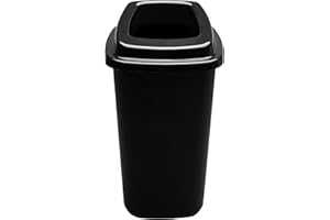 HOMECENTRE Home Centre Plastic Recycling Kitchen Office Waste Bin 45 Litre Black Open Touchless Rim Sorting Waste Segregation Recycle Rubbish Container Six Colour Code Management School Work Trash Box