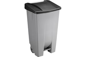 SUNWARE PERFECTLY ORGANISED Sunware Basic Poubelle 120 l – 42,5 x 51 x 87,5 cm – Avec roues, pédale et poignée – Gris/noir