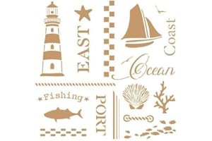 TODO-STENCIL Schablone Deco Composicion 236 Maritim Außenmaße: 20 x 20 cm Innenmaße 18 x 18 cm