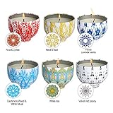 DLOPK Coffret Cadeau Bougie parfumée,6 Bougies en Cire de soja Bougie en étain Portable Vegan Naturel,Paquets Cadeaux de Noël Bio Naturelle pour Fête Décor Maison (Bougie parfumée)