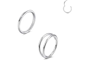 LAURITAMI 20G 18G 16G Hinged Clicker Segment Piercing Naso Cerchio Acciaio Chirurgico, Labbro Anelli Orecchino Cartilagineo Helix Trago Cartilagine Piercing Cerchio Oro Argento Nero 2 Pezzi,6/8/10mm