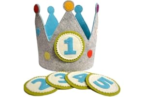 BLARIE Corona Compleanno Bambina e Bambino | 9 Numeri Intercambiabili | 1 a 9 Anni | Velcro Resistente | Rimovibile | Tessuto Senza Durezza | Corona Primo Compleanno per Bambino, Bambina e Neonato