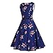 Produktbild JUSTSELL  50s Retro Vintage Blumenkleid Damen Cocktailkleid Blumenkleid Damen Hippie Vintage Sommerkleid Traeger Mit Flatterndem Rock Blumenmuster