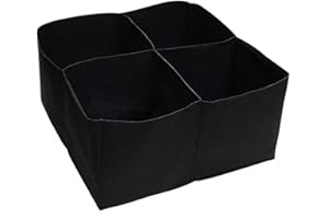 JIUJ Lits surélevés rectangulaires pour lit de culture de jardin, grand sac de plantation, conteneur carré divisé, 4 grilles en tissu, sacs de culture pour plusieurs légumes, fleurs, jardin, noir, 2