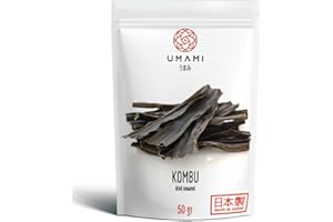 Umami Alga Kombu cultivada en Japón - 50gr - Primera cosecha, mares vírgenes del SUR de Japón, ¡Pesca al sol!
