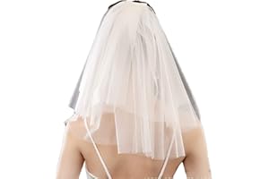 SINLOV Wedding Veils 2-Tier Veil Women’s Wedding Veil Bridal Tulle Veil Shouder Length Short Veil with Comb Hair Accessories for Brides