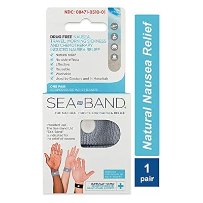 Sea-band Adult Wristband Natural Nausea Relief, 1 Pair, Colors May Vary, Anti-nausea Acupressure Wristband For Travel Or Morning Sickness