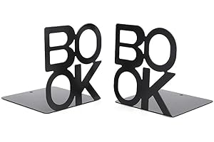 HZTYYIER Para metalowych podpórek do książek, wzór liter, antypoślizgowy organizer na książki, uchwyt na półki, ogranicznik do książek do gier wideo, maganize (208 mm / 8,2 cala)