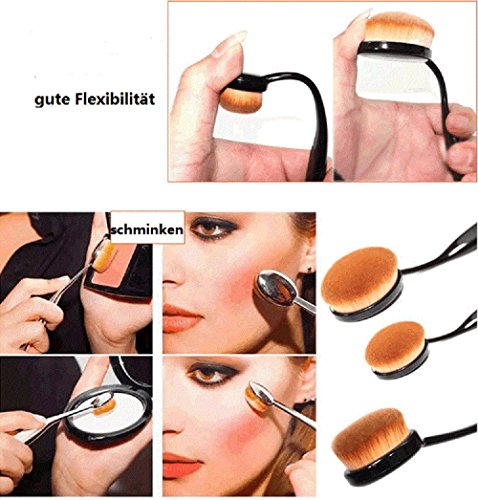 Molain 10pcs Make-up Pinsel mit Zahnbürste Art Foundation Creme Puderpinsel Eyeliner Bürste Lippenpinsel (10Stk) - 2