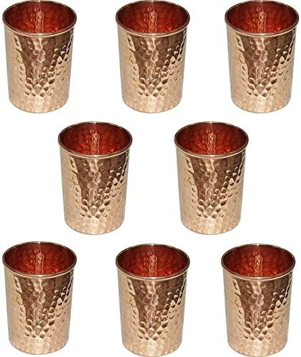 Copper Tumblers Hammered Water Glasses for Dinnerware healing Ayurvedic Product Set of 12