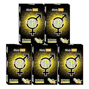 NOTTY BOY Tropical Banana Flavoured Without Dotted Condoms For Men - Pack Of (5x10s) Pleasant Smell, Transparent