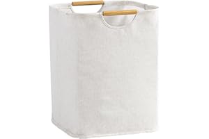 Yolistar Panier à Linge, Panier a Linge Beige 30×30×40 cm, Panier à Linge Sale Pliable, Panier a Linge de Bain avec Poignée, pour Chambre à Coucher, Salle De Bain, Dortoir, Buanderi