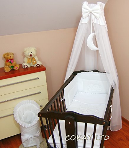 10 pcs Crib Bedding Set /Bumper/sheet/duvet/CANOPY /Free Standing Canopy Holder-WHITE