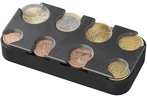 blntackle76 Set porte-monnaie en euros trieur de pièces collecteur de pièces distributeur de pièces boîte à monnaie 8 compartiments de 1 cent à 2 euros (1 pièce)