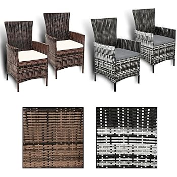 Amazon.de: ESTEXO 2er Set Polyrattan Gartenstühle, Rattan ...