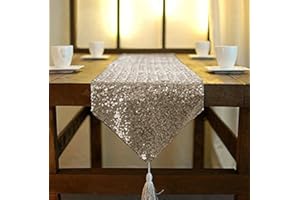 ShinyBeauty Shimmer Copper-Sequin Table Runner Tassel-30x180cm, Glitter Round Sequins Fabric for Table Runners in Party Wedding Banquet Table Linen Layout or Decoration (Copper)
