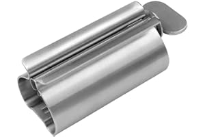 NestNook Wyciskarka do pasty do zębów – wyciskarka do tubek ze stali nierdzewnej, metalowa prasa do tubek, siedzisko do pasty do zębów, uchwyt i stojak (srebrny, 1 sztuka)