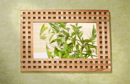 Wandspiegel, 50×70, Gitterdesign, Walnuss Holz Spiegel - 2