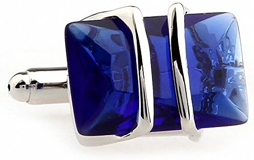 Fashion Crystal Blue Classic Cufflinks for Men with Box