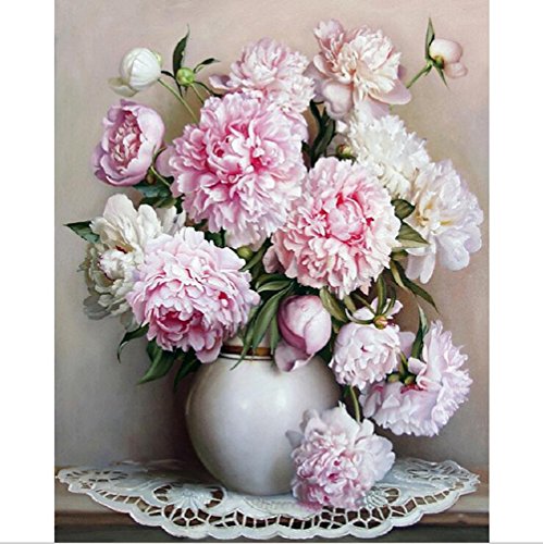Dreamsy Peinture à l'huile par numéros, DIY Peint à la Main Fleurs Photos Toile Peinture Salon Mur Art Home Decor Cadeau - 16 * 20 Pouces sans Cadre
