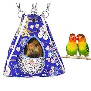 Bird Nest Hut Hammock Tent Bed Toy for Pet Parrot Parakeet Cockatiel Conure Cockatoo African Grey Amazon Lovebird Finch Canary Budgie Hamster Rat Gerbils Chinchilla Ferret Squirrel Cage Swing (L)