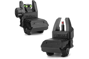 HWZ Miradores tácticos de Fibra Plegable Vista de Respaldo Vista de Fibra óptica Miradores Delanteros y Traseros abatibles para rieles Picatinny de 20 mm