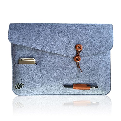 Laptoptasche Sleeve Schutzh  lle Tasche Filz 11-15 Zoll f  r iPad Air Macbook Notebook Laptops grau Bugat