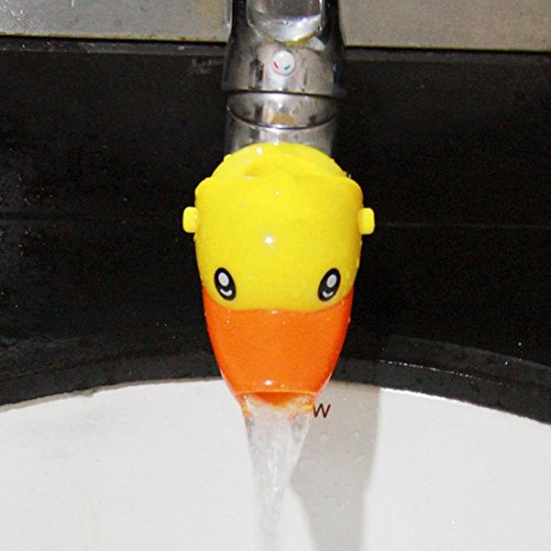 Wasserhahnverlängerung Extender für Kinder Hand waschen Badezimmer (3 Fraben & 5 Cartoon Tier) (Gelb Ente, 2 Stck) - 5