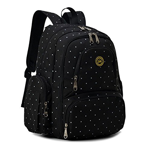 YuHan Baby Diaper Bag Travel Backpack Handbag Large Capacity Insulation Bag Fit Stroller Nappy Backpack (BlackDot)